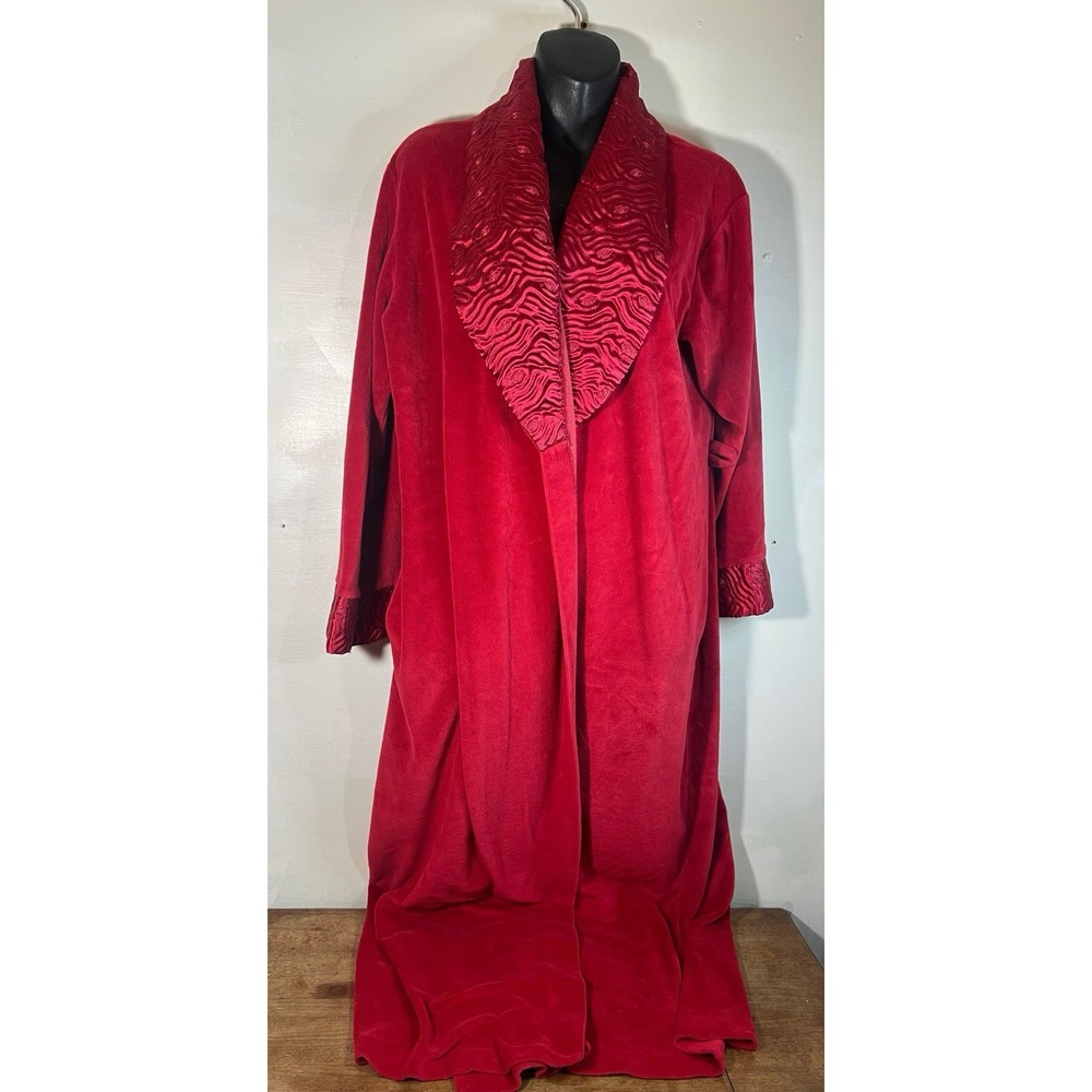 As Is-gentleman Sz.XL Smoking Robe Red Rose Floral Night Gown Sexy Sleepwear 50s